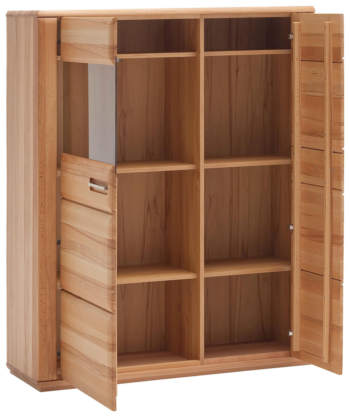 WOHNWAND La Paz  in Kernbuche  319/209/51 cm  - Silberfarben/Buchefarben, Design, Glas/Holz (319/209/51cm) - Livetastic