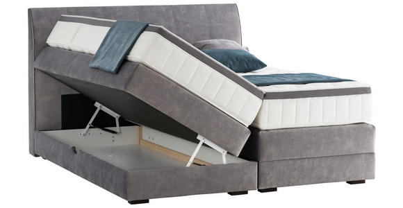 BOXSPRINGBETT 200/200 cm  in Grau  - Wengefarben/Grau, KONVENTIONELL, Holz/Textil (200/200cm) - Novel