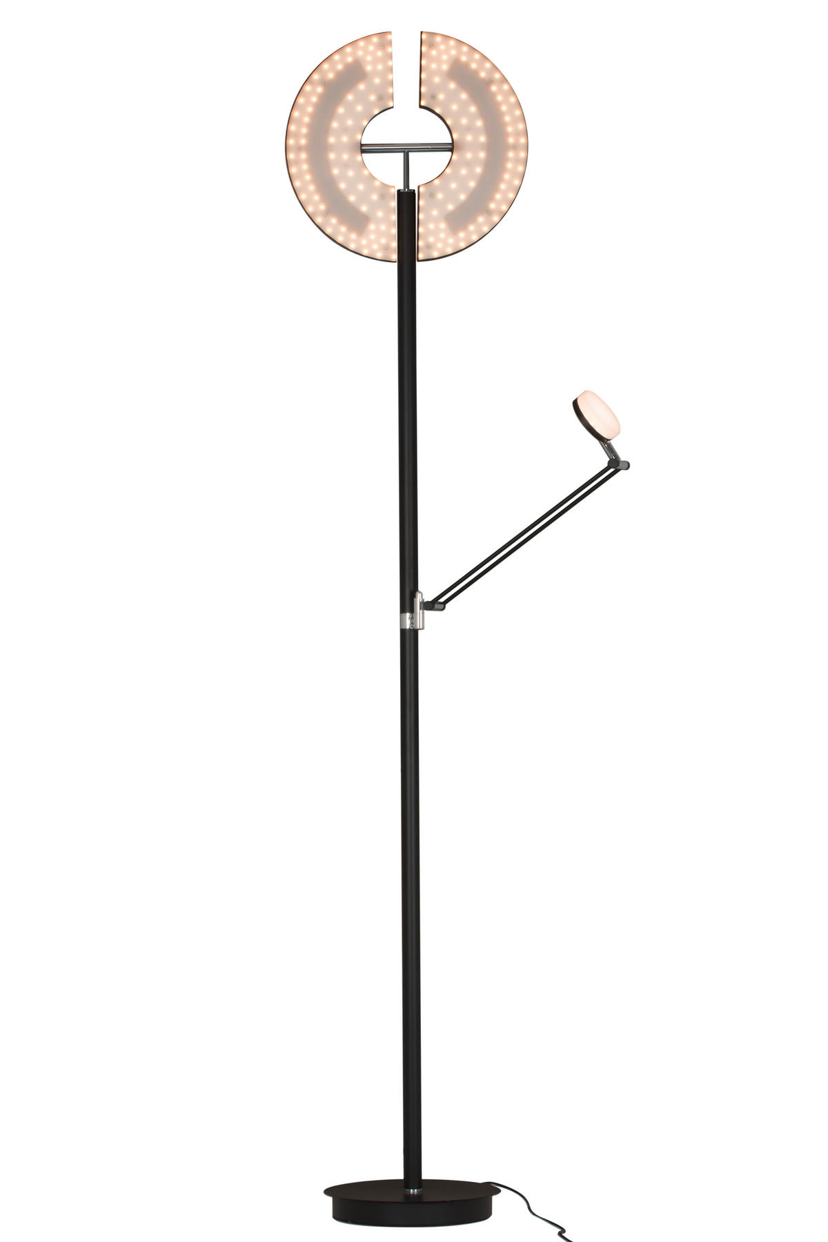 STOJACIA LED LAMPA, 41/39,35/182,80 cm - čierna/prírodná farba, Basics, kov/drevo (41/39,35/182,80cm) - Dieter Knoll