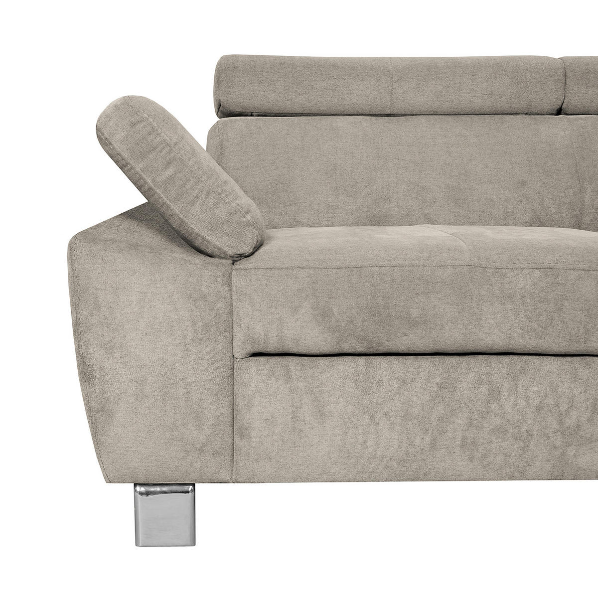 ECKSOFA Hellbraun Mikrofaser  - Chromfarben/Hellbraun, Design, Textil/Metall (248/208cm) - Livetastic