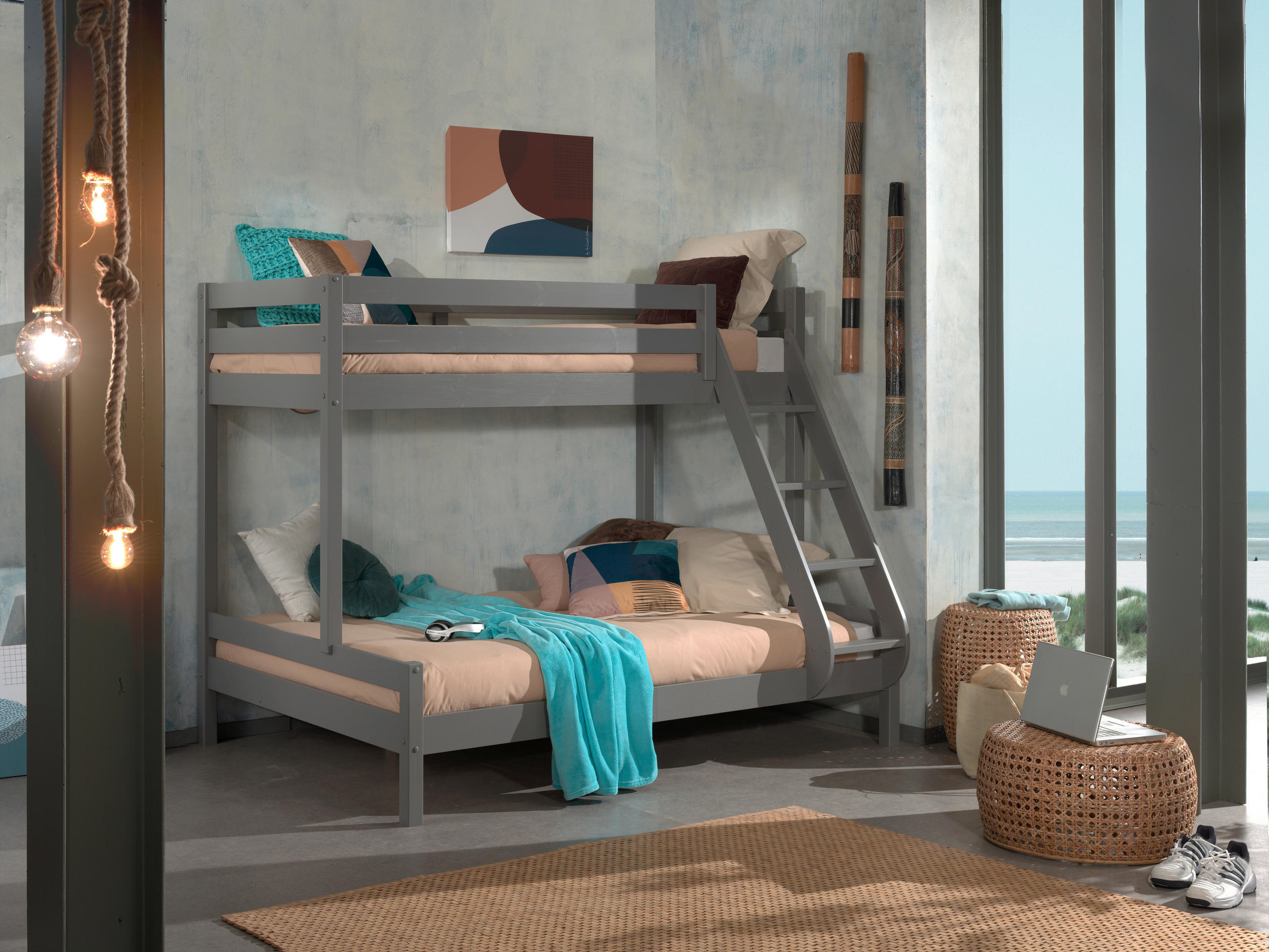 ETAGENBETT 90/140/200 cm Grau  - Grau, MODERN, Holz (90/140/200cm) - Vipack