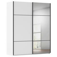 SCHWEBETÜRENSCHRANK Weiss  - Weiss/Schwarz, Konventionell, Glas/Holzwerkstoff (201/223/68cm) - Novel