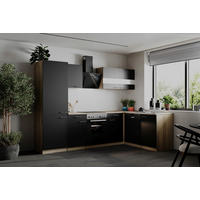 HÖRNKÖK 280/172 cm  i svart  - stålfärgad/svart, Basics, metall/trämaterial (280/172cm) - Respekta