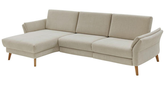 ECKSOFA in Chenille, Flachgewebe Beige  - Wildeiche/Beige, Design, Holz/Textil (157/281cm) - Valnatura