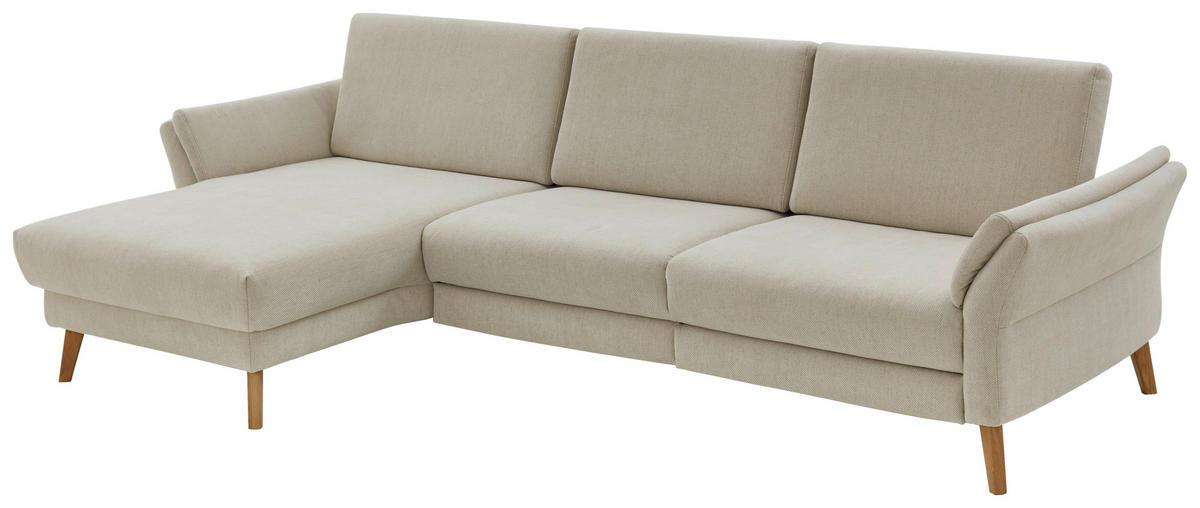 ECKSOFA Beige Chenille, Flachgewebe  - Wildeiche/Beige, Design, Holz/Textil (157/281cm) - Valnatura