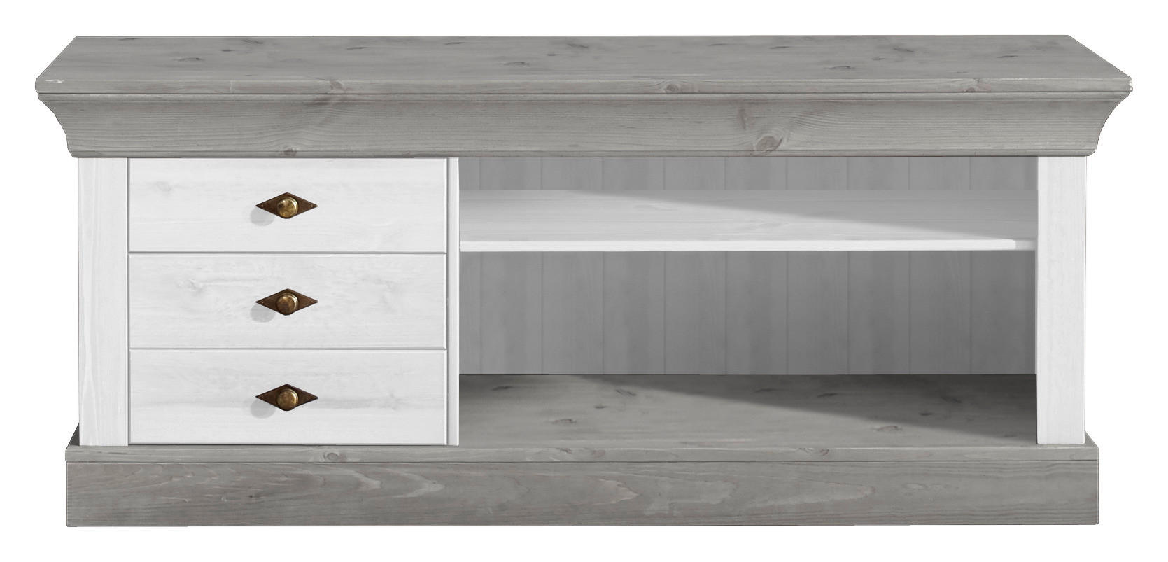 LOWBOARD  in 143/59/45 cm  - Weiß/Grau, ROMANTIK / LANDHAUS, Holz/Metall (143/59/45cm) - Boxxx