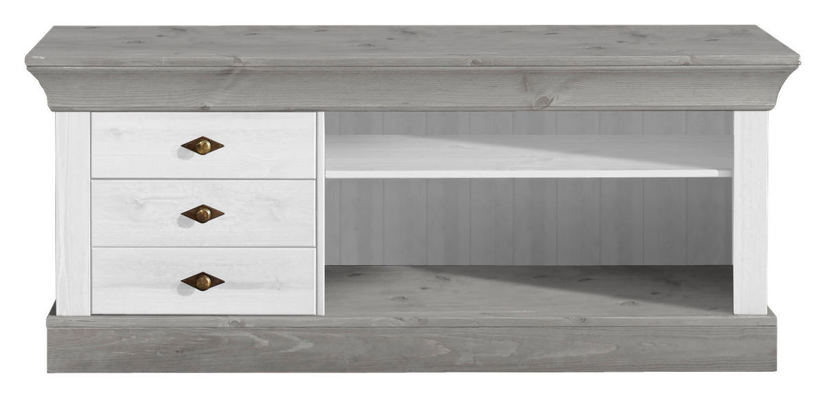 LOWBOARD  in 143/59/45 cm  - Weiß/Grau, ROMANTIK / LANDHAUS, Holz/Metall (143/59/45cm) - Boxxx