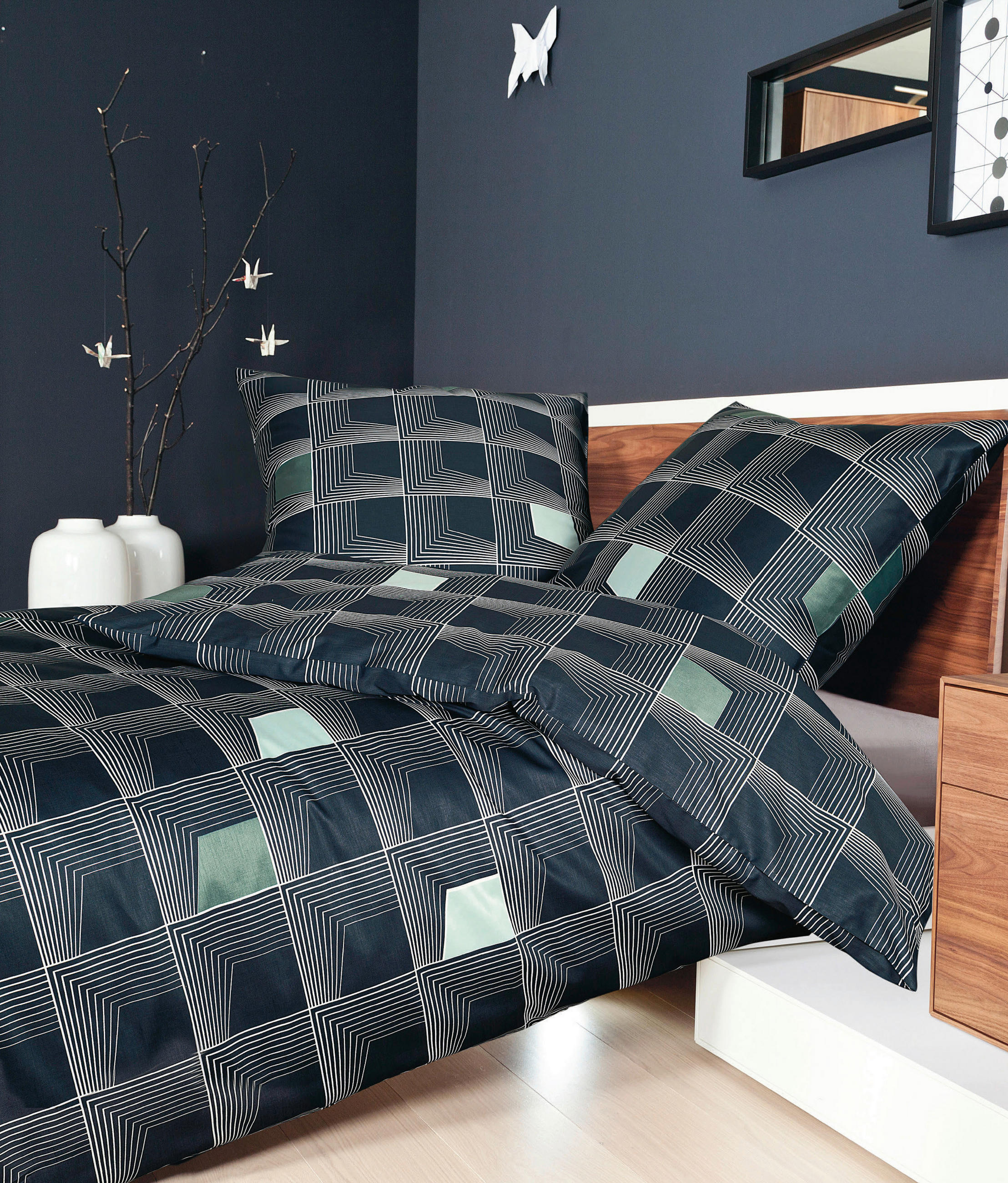 BETTWÄSCHE J.D. Makosatin 135/200 cm  - Blau/Dunkelblau, Basics, Textil (135/200cm) - Janine