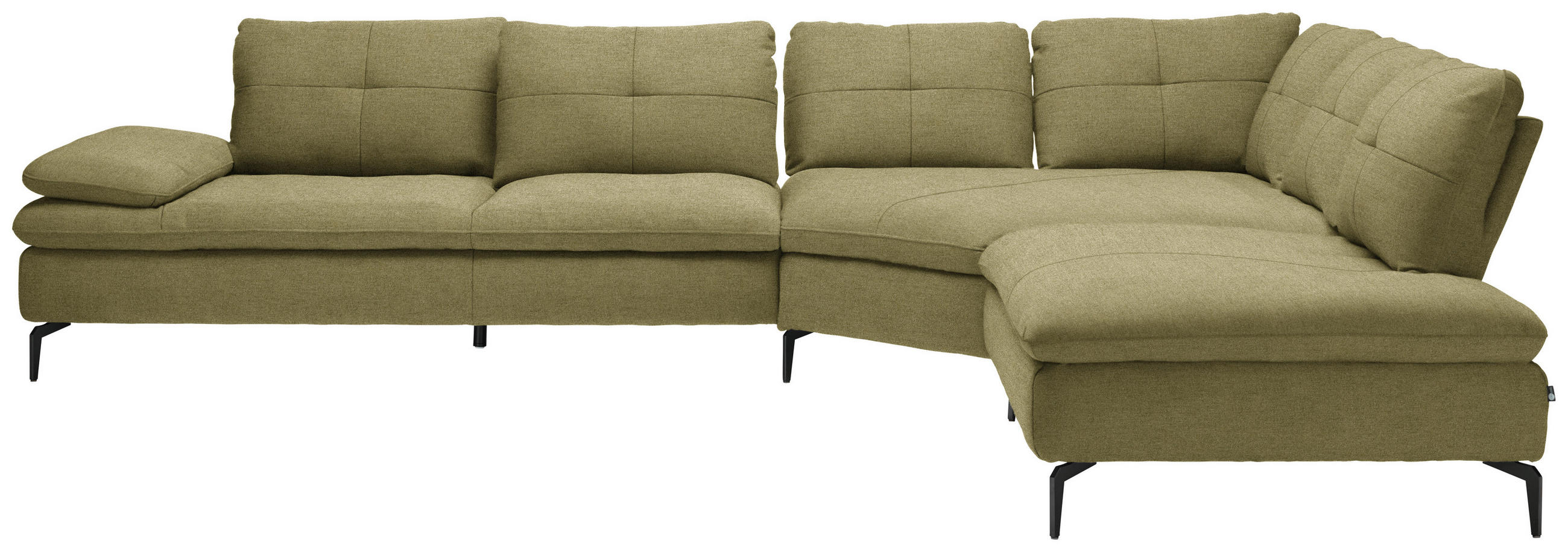 ECKSOFA in Flachgewebe Olivgrün  - Schwarz/Olivgrün, Design, Textil/Metall (344/271cm) - Chilliano