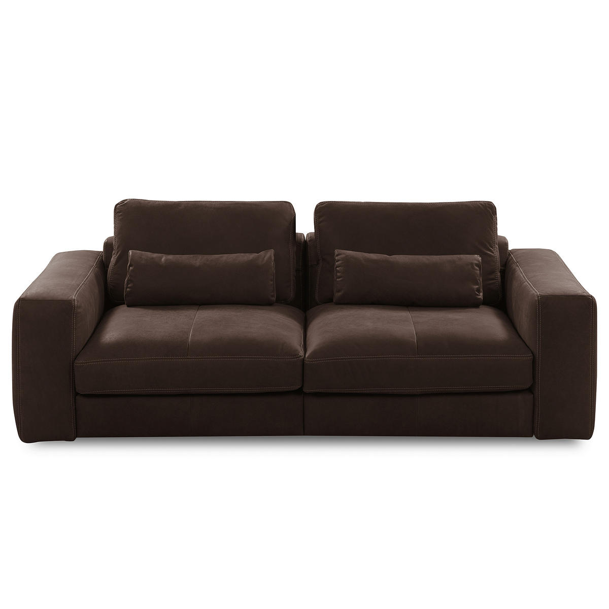 2-SITZER-SOFA  in Echtleder Dunkelbraun   - Dunkelbraun/Beige, Design, Leder/Kunststoff (240/85/123cm) - Livetastic