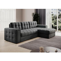 ECKSOFA Plüsch Dunkelgrau  - Dunkelgrau, Design, Kunststoff/Textil (260/150cm) - MID.YOU