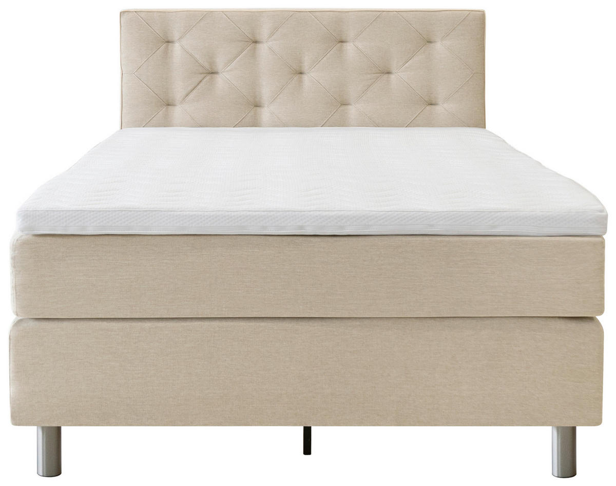 BOXSPRINGBETT 140/200 cm  in Beige  - Beige/Alufarben, Konventionell, Textil/Metall (140/200cm) - Welnova
