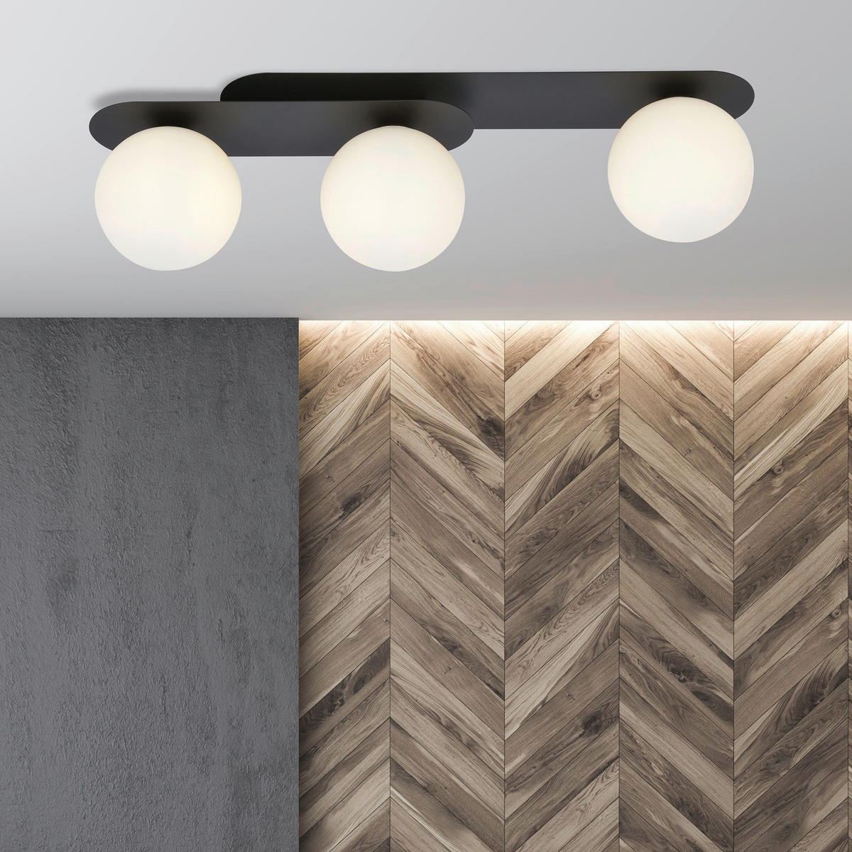 DECKENLEUCHTE 70/14/18 cm  - Schwarz, KONVENTIONELL, Glas/Metall (70/14/18cm)