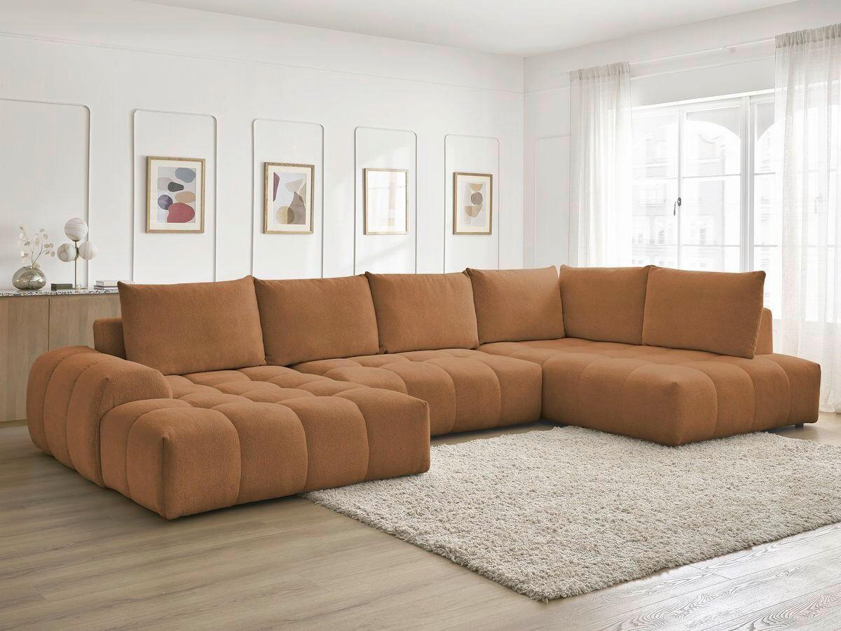 ECKSCHLAFSOFA EVEREST  mit Rücken echt, Armteil links, Armteil rechts Flachgewebe Orange  - Schwarz/Orange, MODERN, Kunststoff/Textil (198/423/212cm)