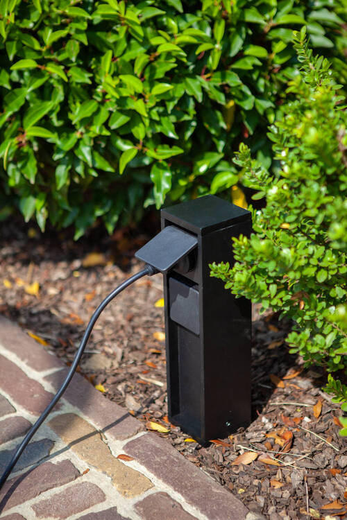 GARTENSTECKDOSE   - Schwarz, Design, Metall (31,00/8,00/8,00cm)