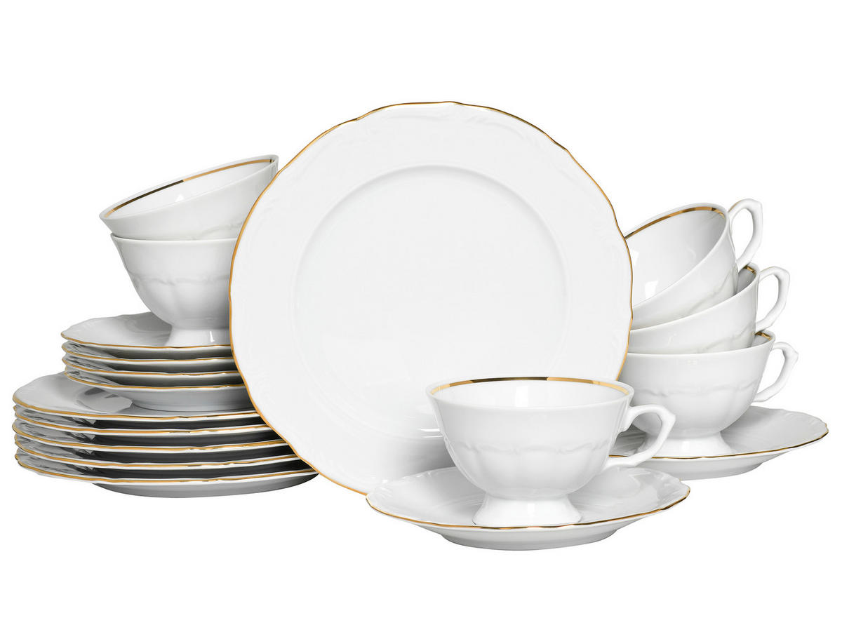 KAFFEESERVICE Weiß, Goldfarben Maria Theresia Gold 18-teilig  - Goldfarben/Weiß, Basics, Keramik - Creatable