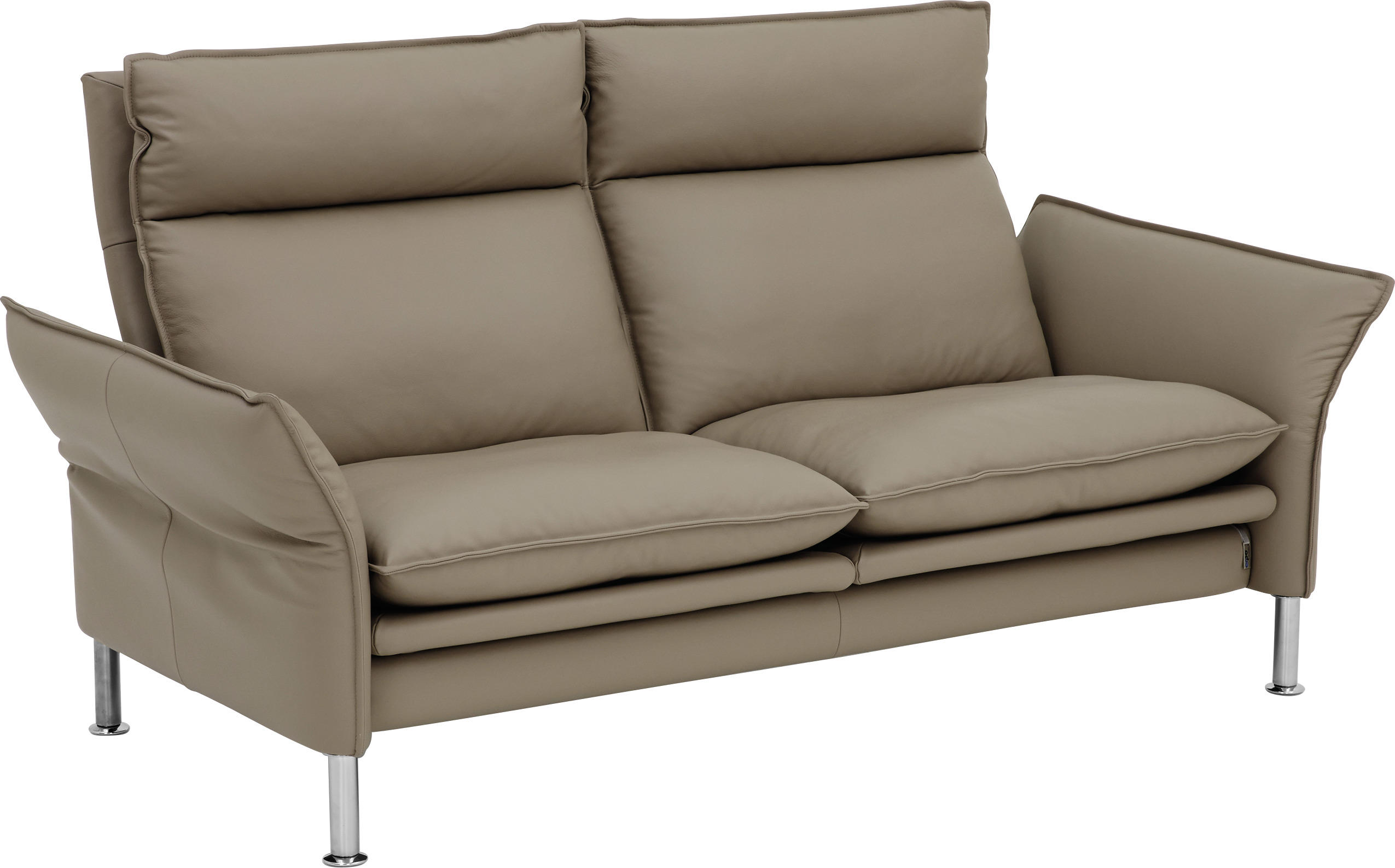 2-SITZER-SOFA in Echtleder Grau  - Chromfarben/Grau, Konventionell, Leder/Metall (176/93/120cm) - Erpo