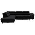 ECKSOFA  in Echtleder Schwarz  220/270 cm  - Silberfarben/Schwarz, Design, Leder/Metall (220/270cm) - Novel