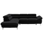 ECKSOFA  in Echtleder Schwarz  220/270 cm  - Silberfarben/Schwarz, Design, Leder/Metall (220/270cm) - Novel
