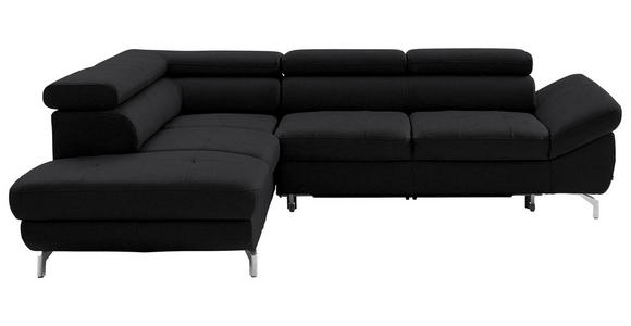 ECKSOFA  in Echtleder Schwarz  220/270 cm  - Silberfarben/Schwarz, Design, Leder/Metall (220/270cm) - Novel