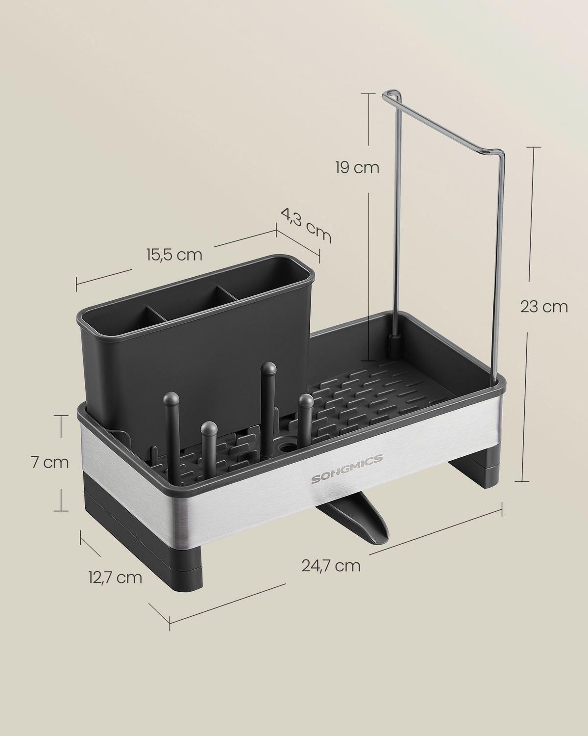SCHWAMMHALTER Paxton  - Silberfarben/Schwarz, Basics, Kunststoff/Metall (24,7/23/12,7cm)