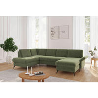 WOHNLANDSCHAFT Hellgrün Flachgewebe  - Schwarz/Hellgrün, KONVENTIONELL, Textil/Metall (195/314/164cm) - Sit & More