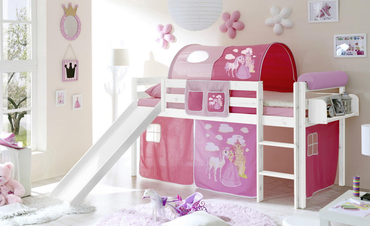 SPIELBETT Kiefer massiv 90/200 cm Weiß, Pink  - Pink/Weiß, Natur, Holz (90/200cm) - MID.YOU