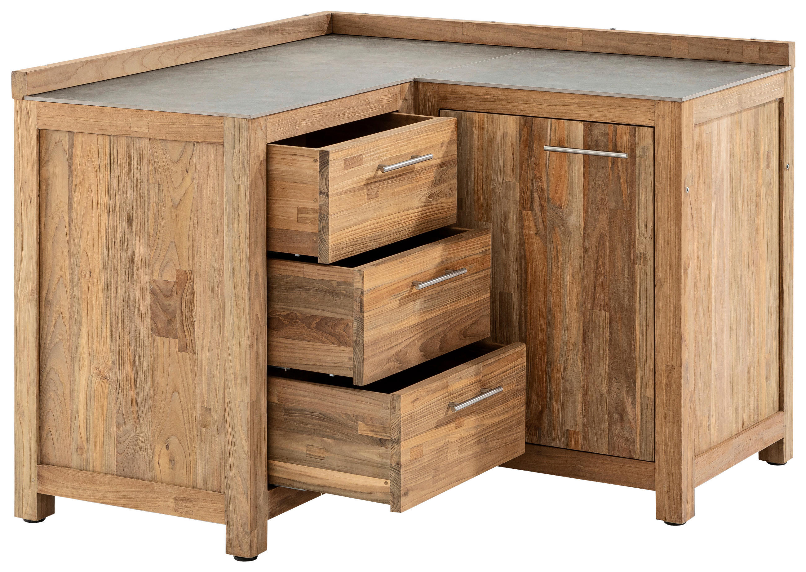 OUTDOORKÜCHE - Edelstahlfarben/Titanfarben, Trend, Holz/Keramik (120/64,7/120cm)