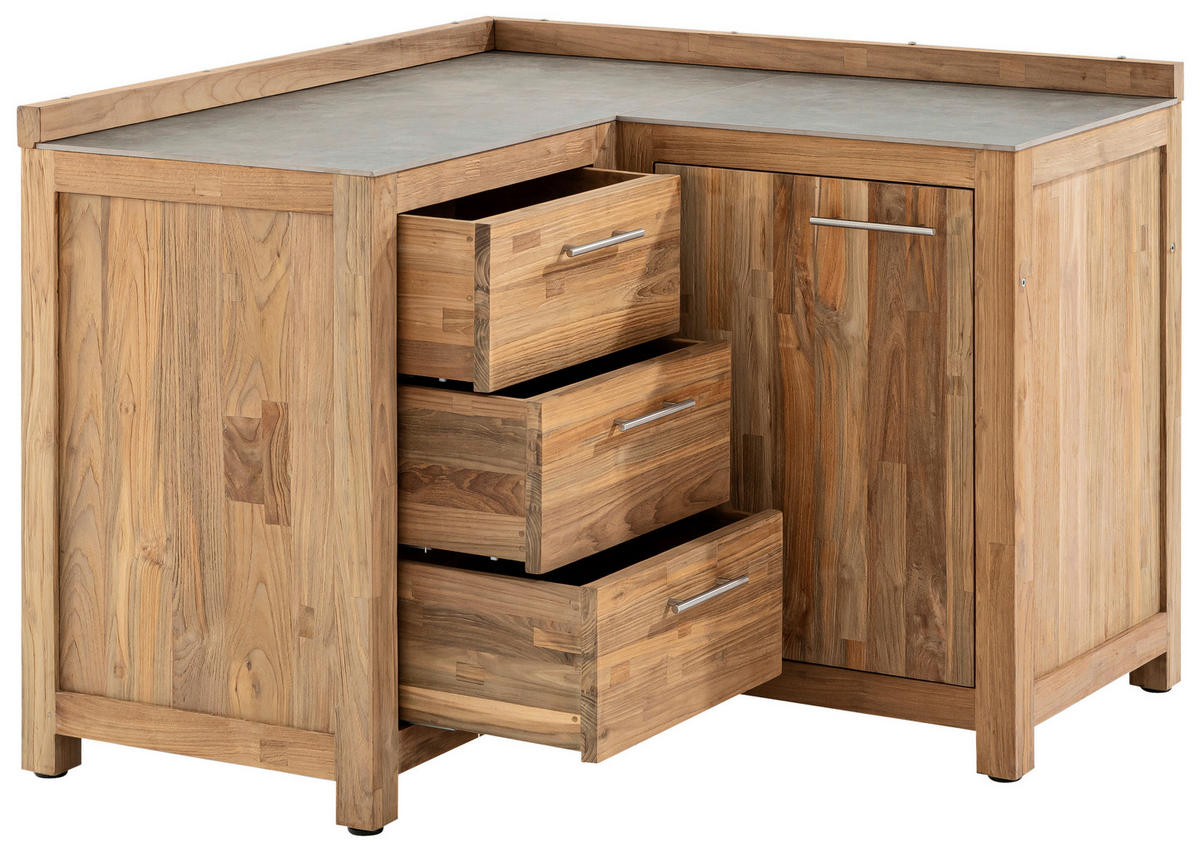 OUTDOORKÜCHE - Edelstahlfarben/Titanfarben, Trend, Holz/Keramik (120/64,7/120cm)