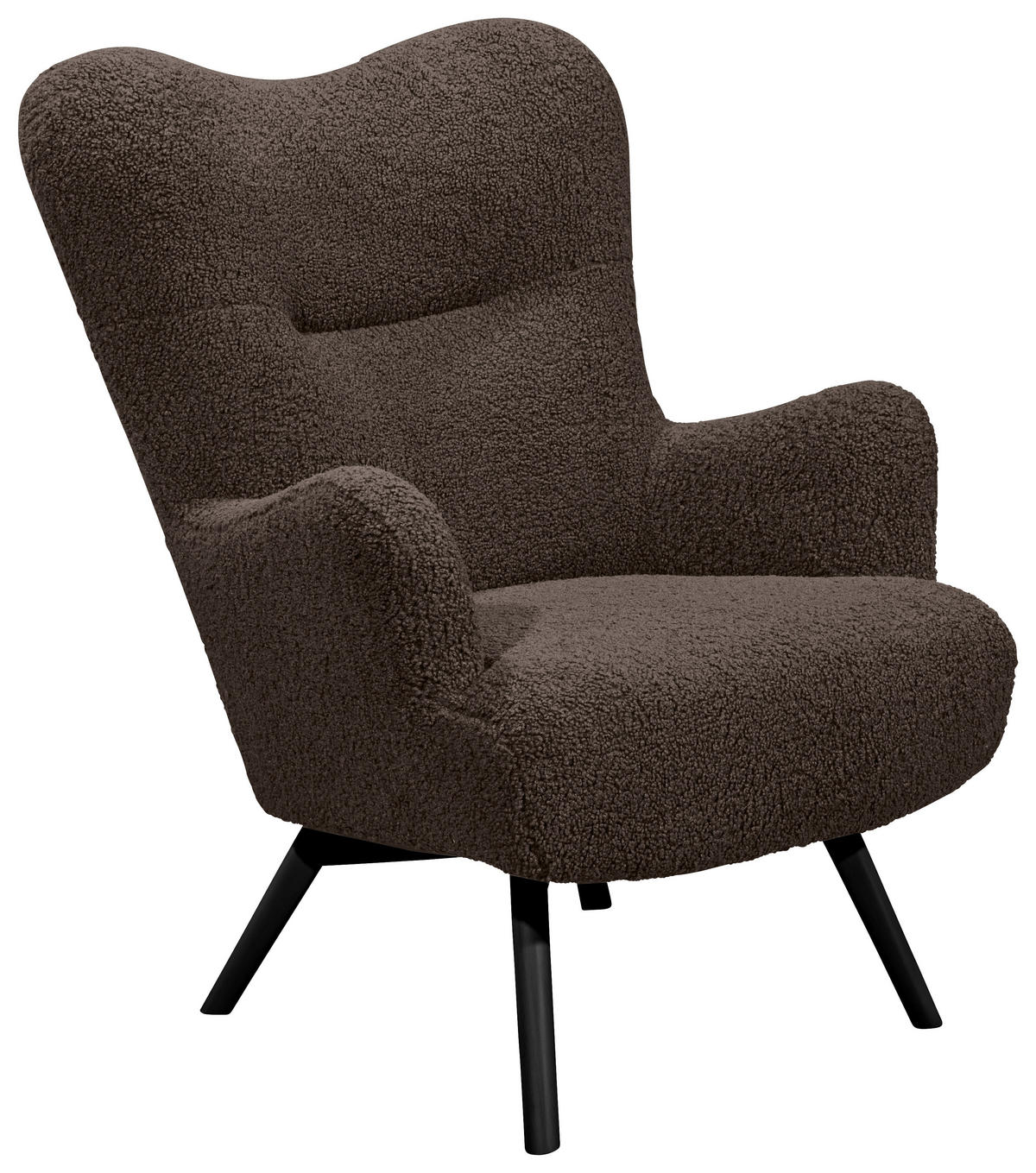 OHRENSESSEL in Teddystoff Braun, Schwarz  - Schwarz/Braun, Design, Holz/Holzwerkstoff (80/106/100cm) - MID.YOU