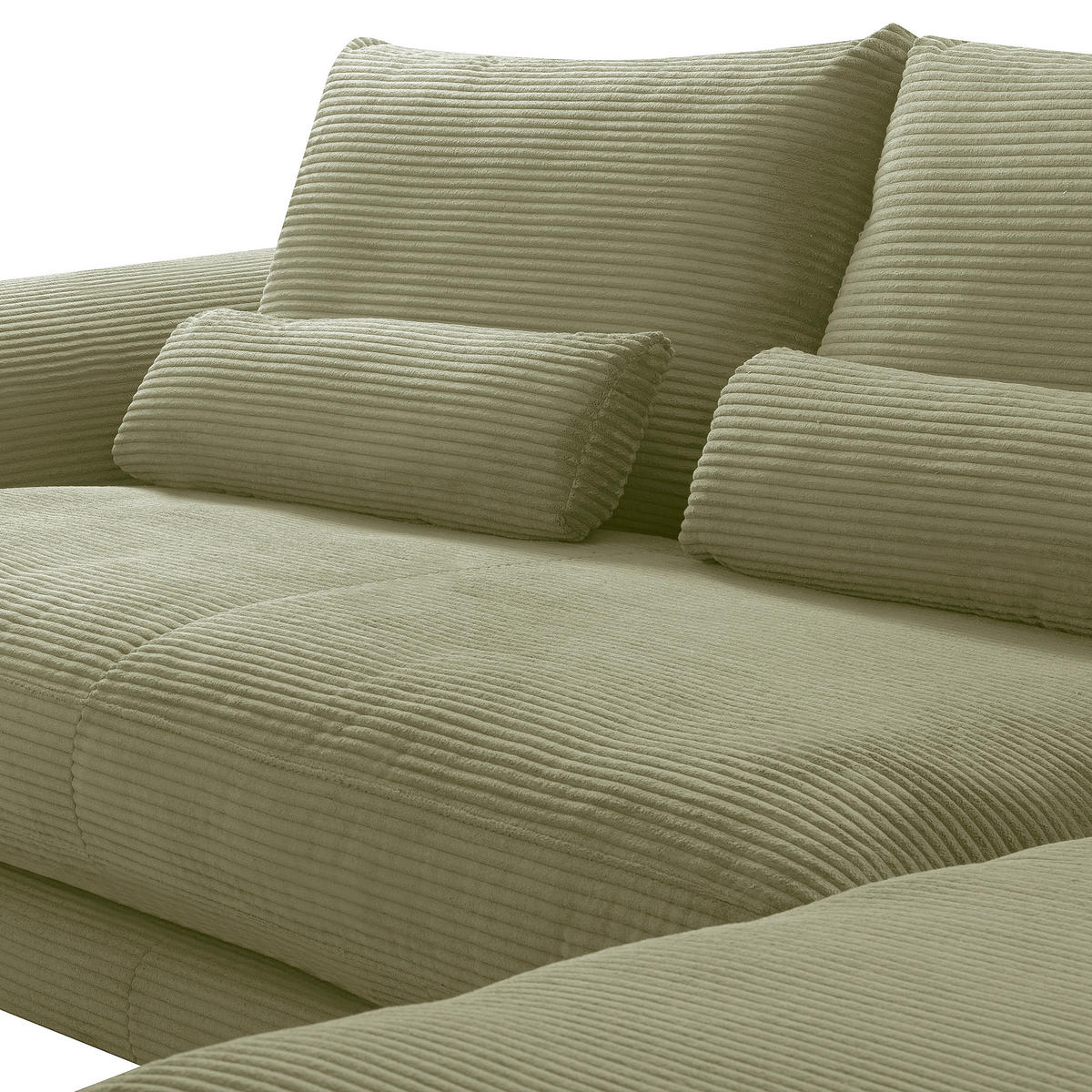 ECKSOFA Olivgrün Cord Nierenkissen, Rückenkissen  - Schwarz/Olivgrün, Design, Textil/Metall (313/172cm) - P & B