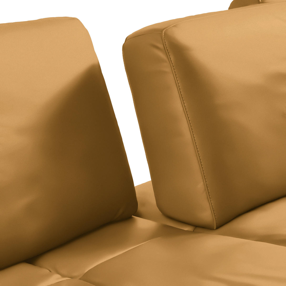 ECKSOFA in Echtleder Currygelb  - Currygelb/Bronzefarben, Design, Leder/Holz (314/176cm) - Valnatura