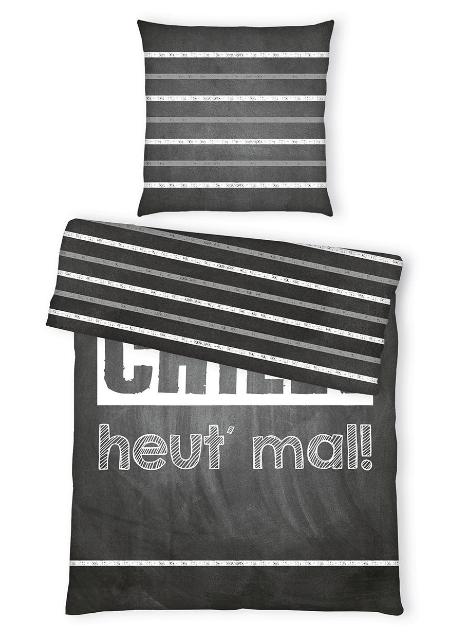 JUGENDBETTWÄSCHE 135/200 cm  - Schwarz/Weiß, Basics, Textil (135/200cm) - Herding