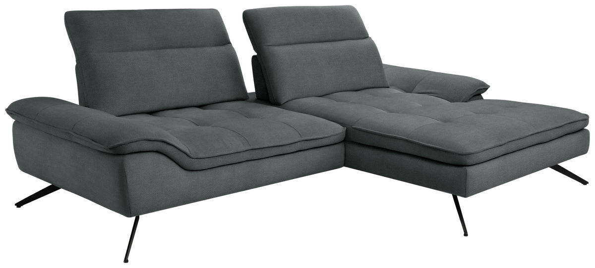 ECKSOFA in Webstoff Dunkelgrau  - noir/gris foncé, Design, textile/métal (288/179-202cm) - Stylife