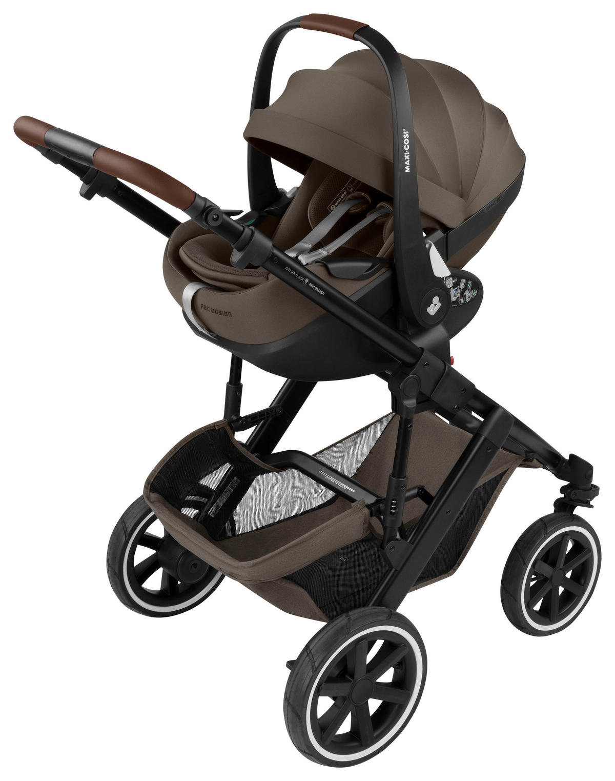 KINDERWAGENSET Salsa 5 Air All In One Set Maxi Cosi  - Sandfarben/Schwarz, Basics, Textil/Metall (95,5/63/118cm) - ABC Design