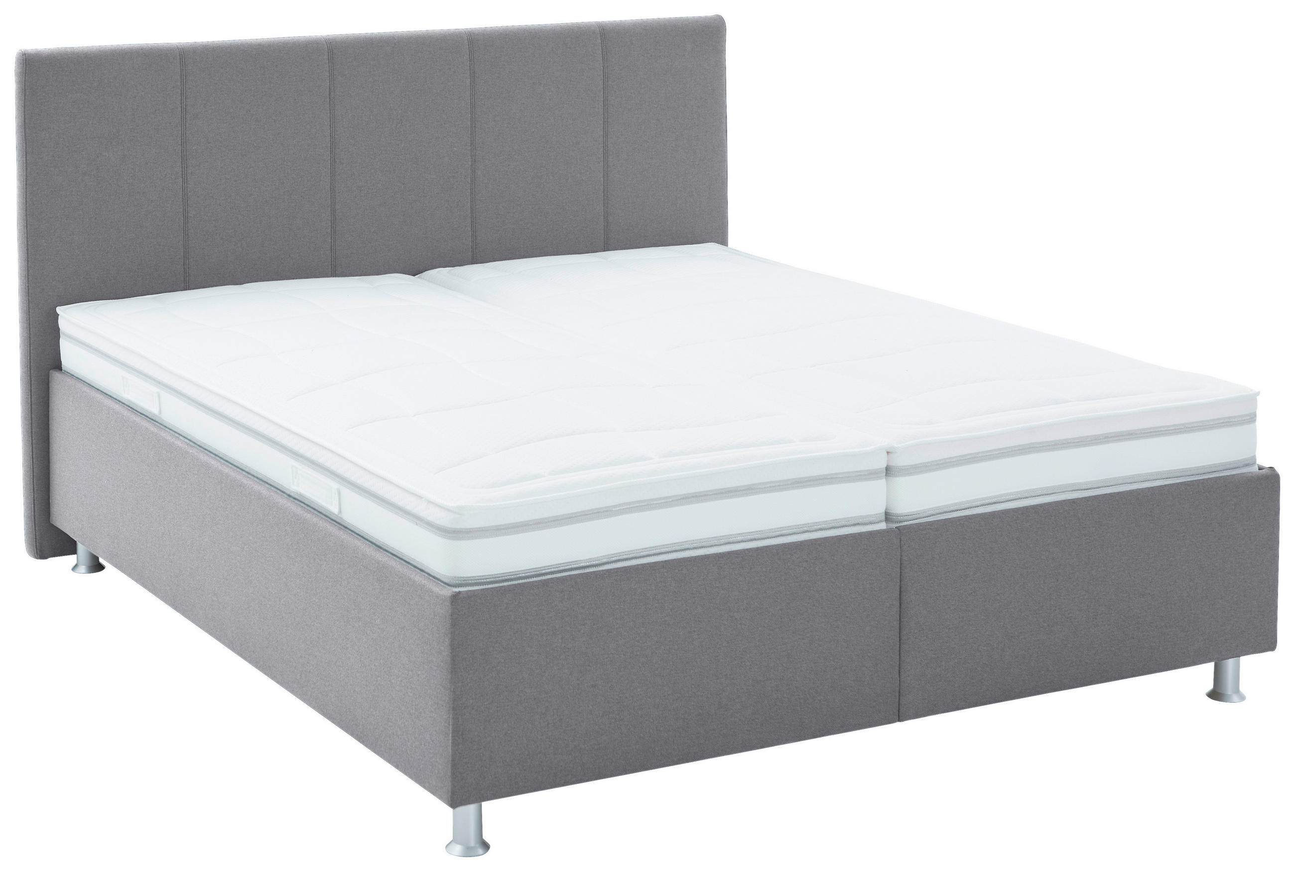POLSTERBETT Matratze, gepolstertes Kopfteil, Lattenrost, Bettkasten 180/200 cm  in Grau  - Alufarben/Weiß, KONVENTIONELL, Holz/Holzwerkstoff (180/200cm) - Beldomo - Sleep