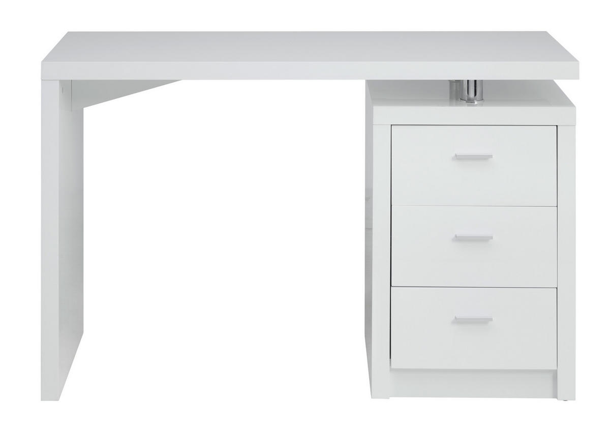 SCHREIBTISCH 120/55/75 cm Weiß Hochglanz Stauraum  - Chromfarben/Weiß Hochglanz, MODERN, Holzwerkstoff/Metall (120/55/75cm) - MID.YOU