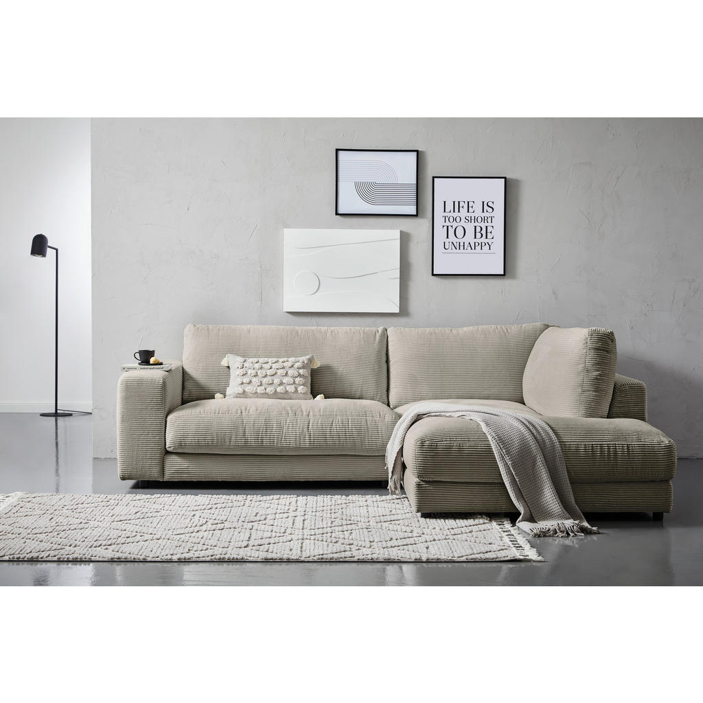 Thumbnail - Hom`in Ecksofa, Graubraun, Textil, 4-Sitzer, Füllung: Schaumstoff, Federn, Ottomane rechts, L-Form, 265x224 cm, Blauer E...