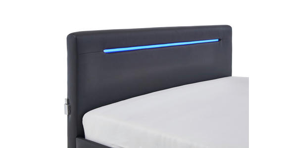 POLSTERBETT 140/200 cm,  in Schwarz, Beleuchtung,  - Schwarz, Design, Kunststoff/Textil (140/200cm) - Xora