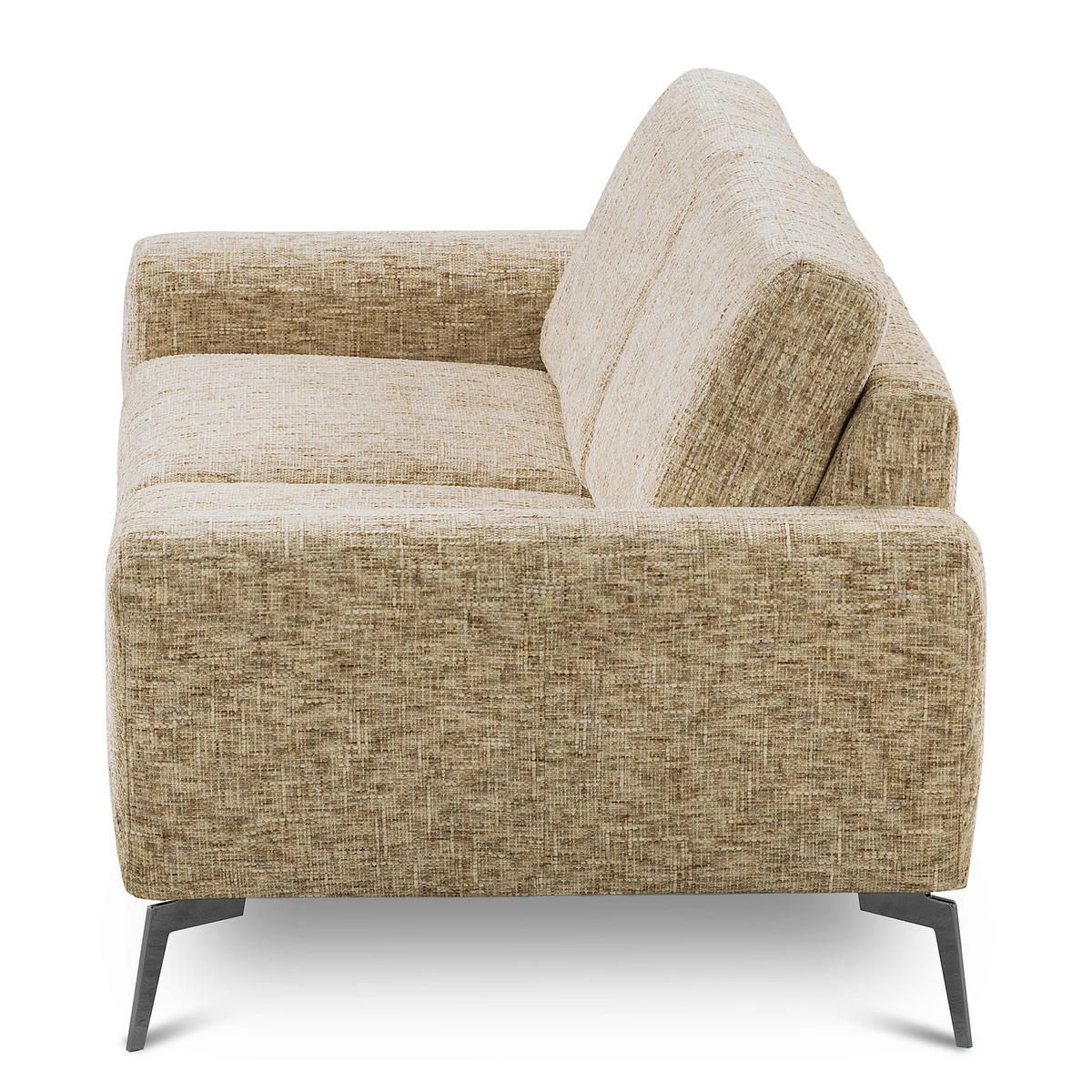 3-SITZER-SOFA Webstoff Hellbraun  - Hellbraun/Schwarz, Design, Textil/Metall (187/85/92cm) - Livetastic