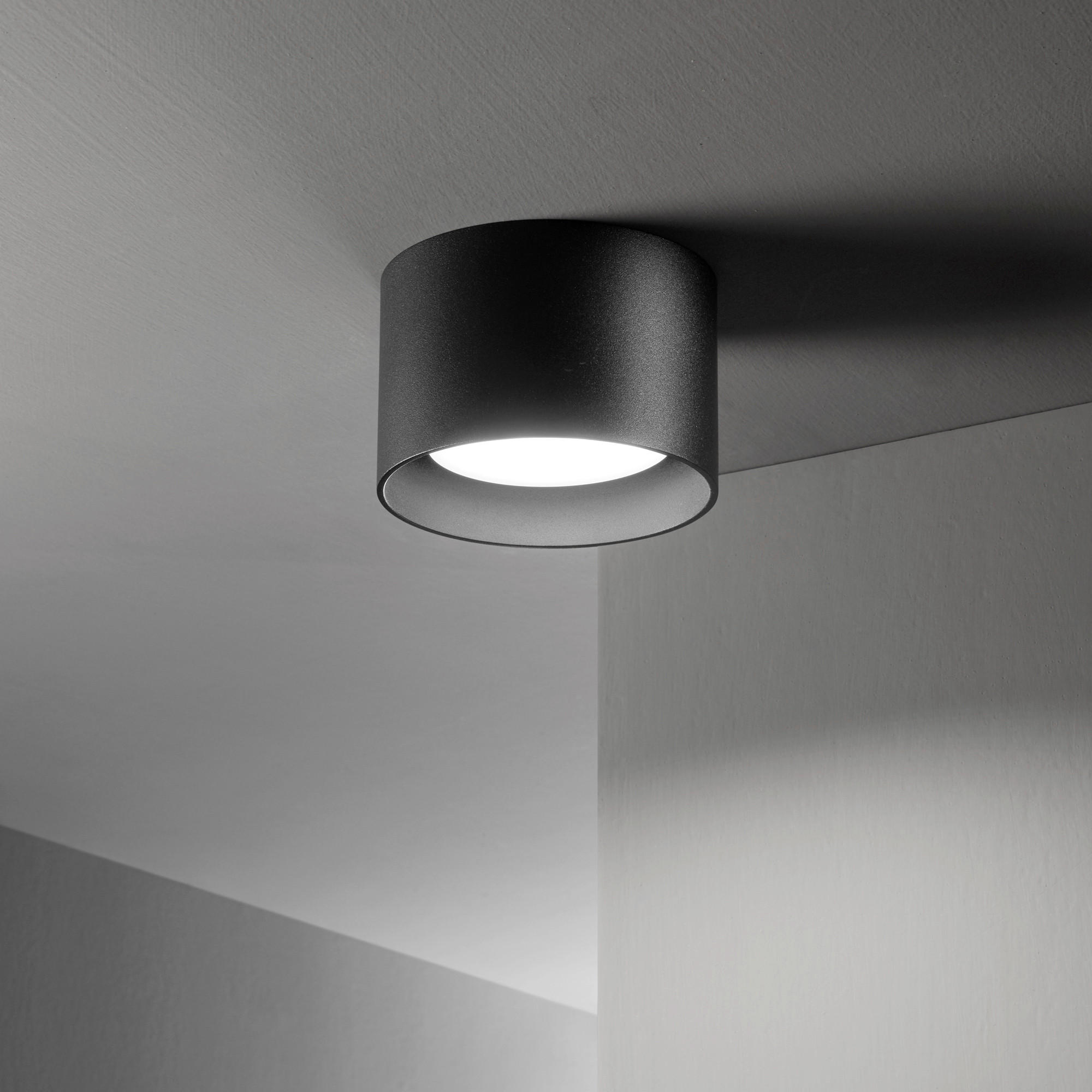 LED-DECKENLEUCHTE Round Nero 10/6,5 cm   - Schwarz, Basics, Metall (10/6,5cm) - Ideal Lux