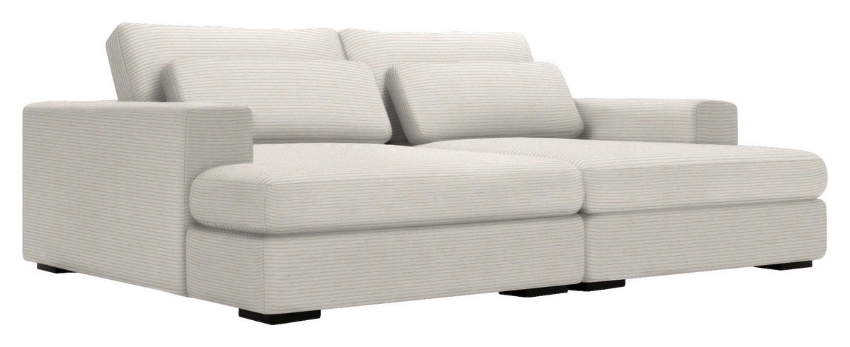 BIGSOFA in Cord Ecru  - Ecru/Schwarz, Design, Textil (223/80/158cm) - Lomoco
