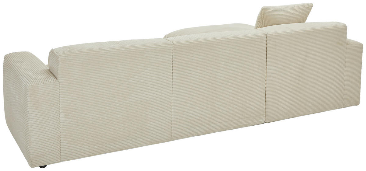 ECKSOFA in Cord Beige   - Beige/Schwarz, Design, Kunststoff/Textil (196/303cm) - Livetastic
