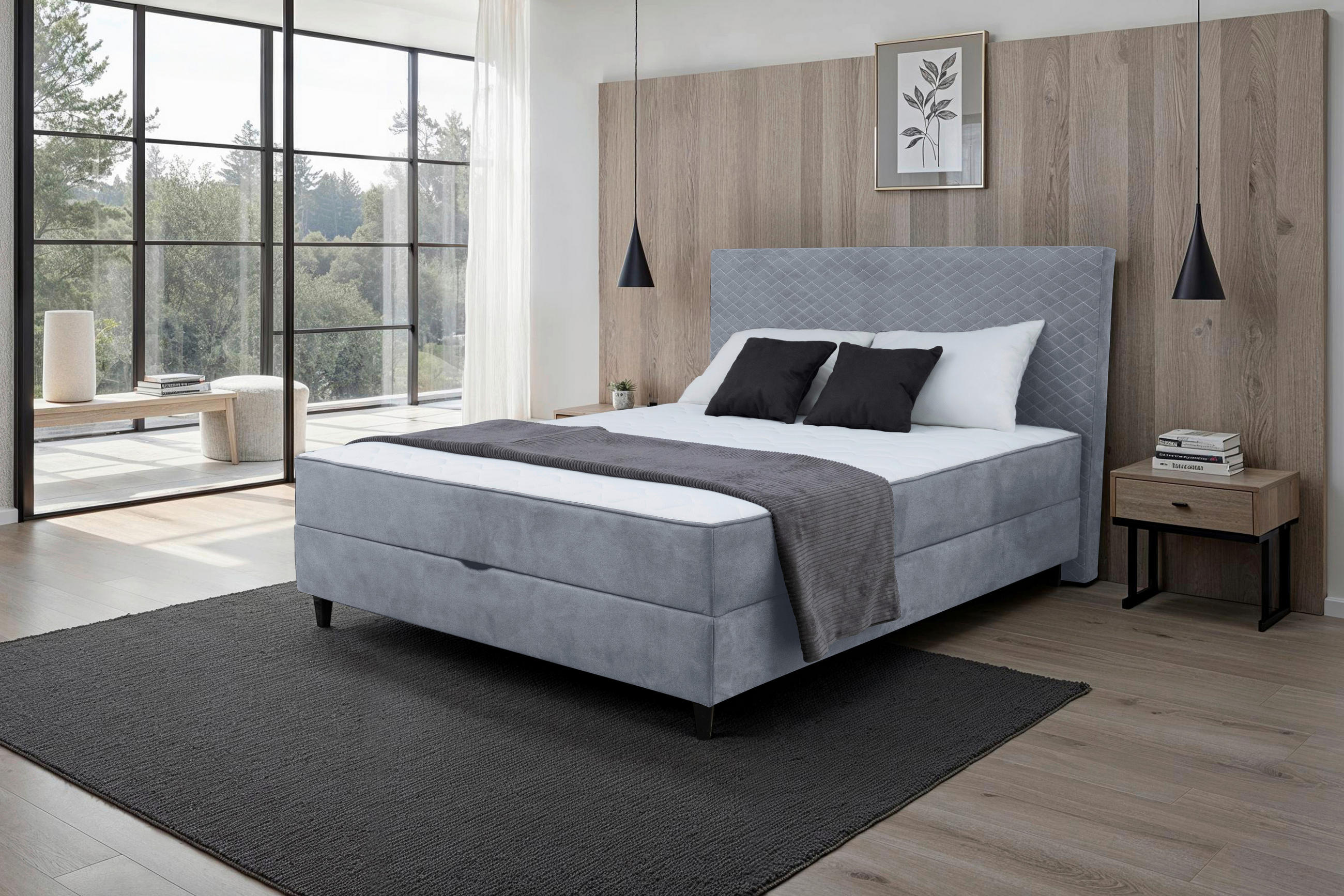 BOXBETT 120/200 cm  in Blau  - Blau/Schwarz, KONVENTIONELL, Kunststoff/Textil (120/200cm) - Carryhome