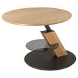 COUCHTISCH furniert, teilmassiv ESG 80/80/47-64 cm rund Grau, Wildeiche  - Wildeiche/Grau, Natur, Glas/Holzwerkstoff (80/80/47-64cm) - Novel
