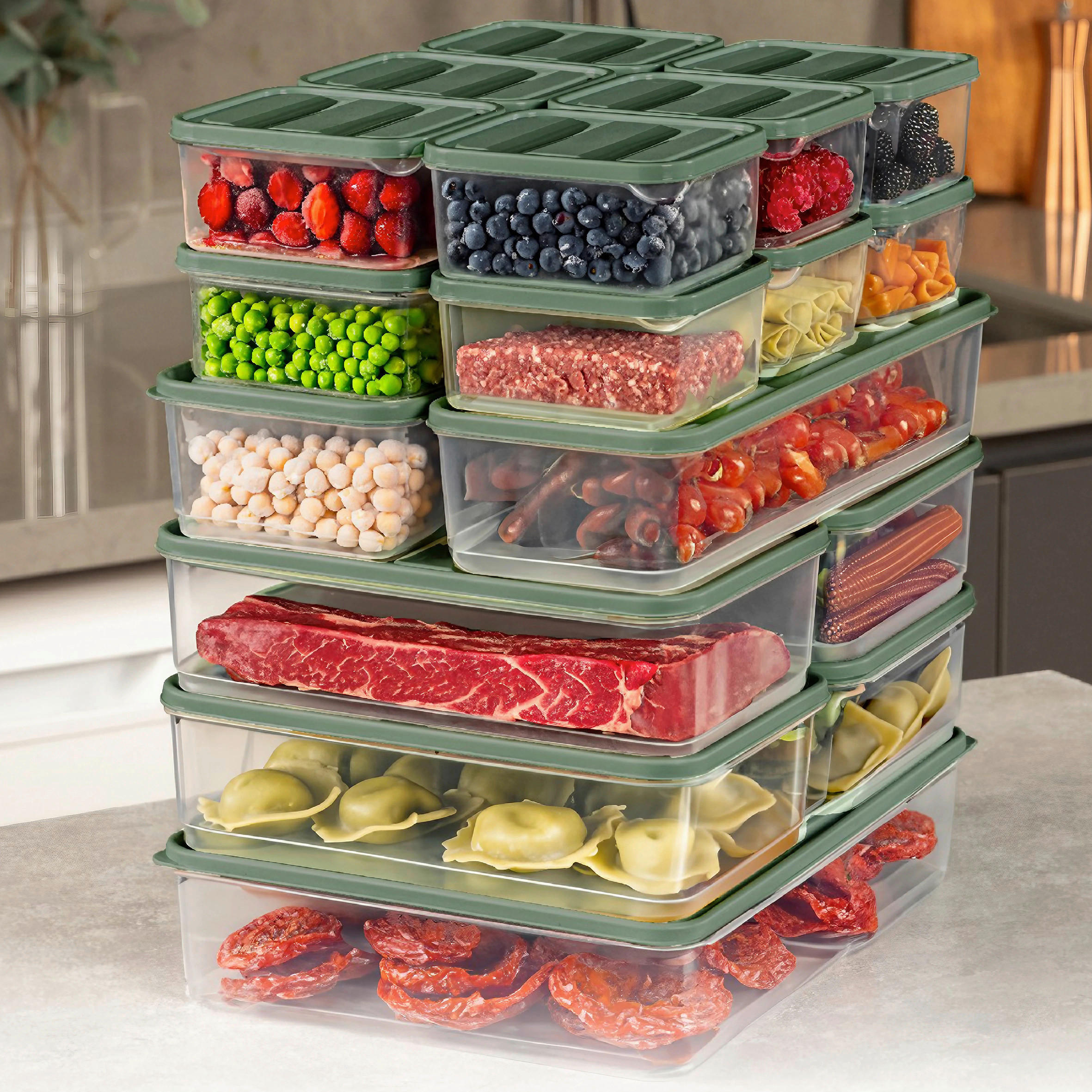Vorratsdosenset Grün 19-Teilig