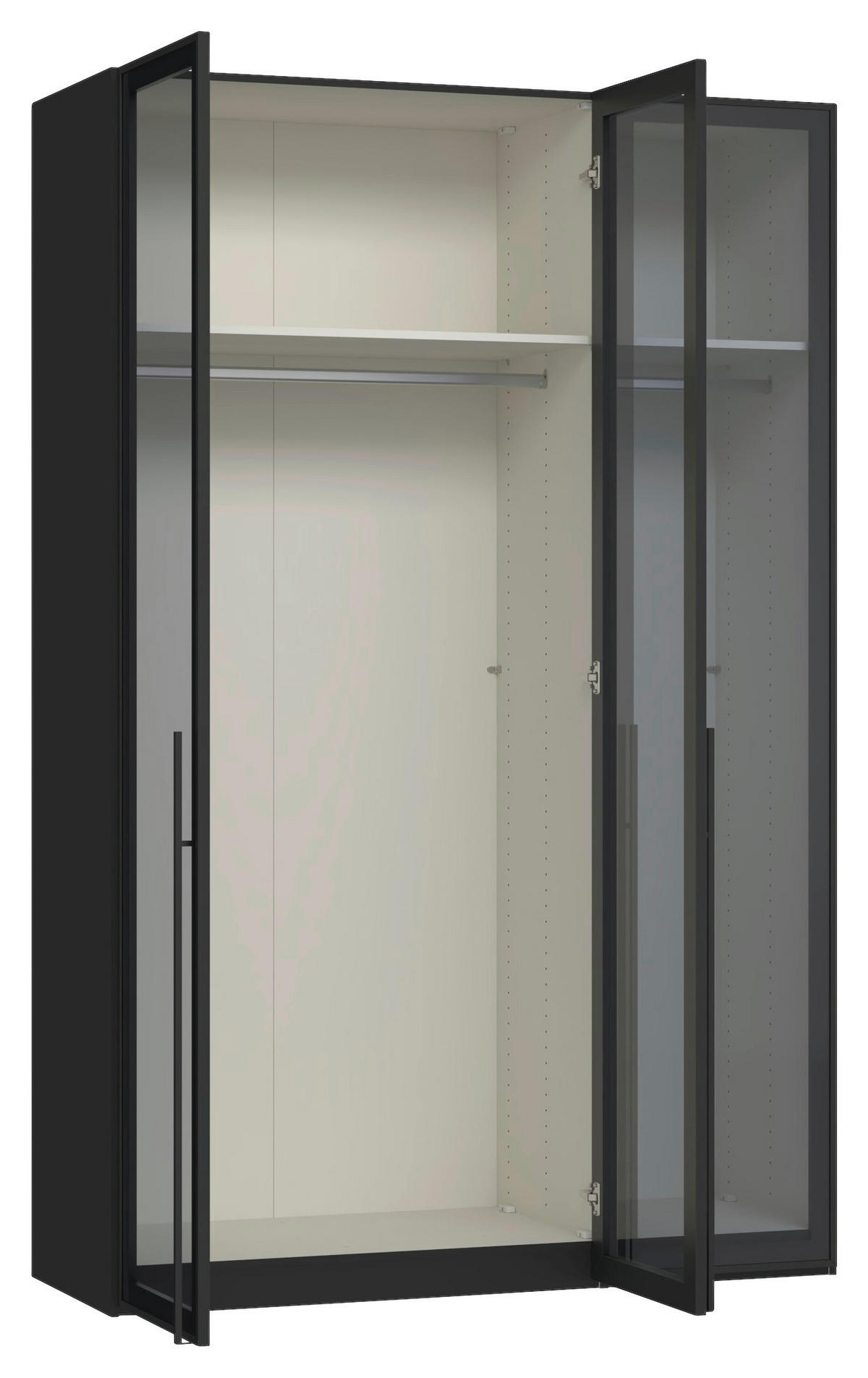 DREHTÜRENSCHRANK  in Schwarz  - Schwarz, Design, Glas/Holzwerkstoff (152/236/59cm) - Jutzler