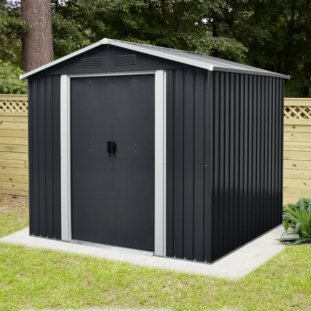 GERÄTEHAUS 236/190/174 cm  - Anthrazit/Weiß, Basics, Metall (236/190/174cm)