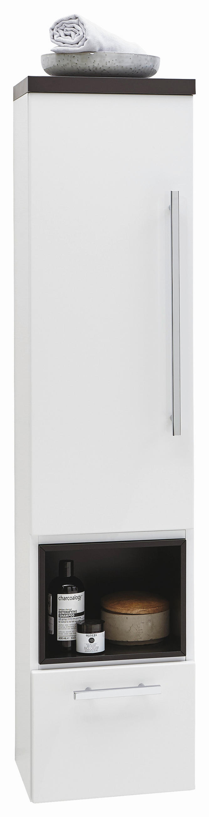 MIDISCHRANK 30/128/30 cm  - Chromfarben/Weiss, Design, Glas/Holzwerkstoff (30/128/30cm) - Dieter Knoll