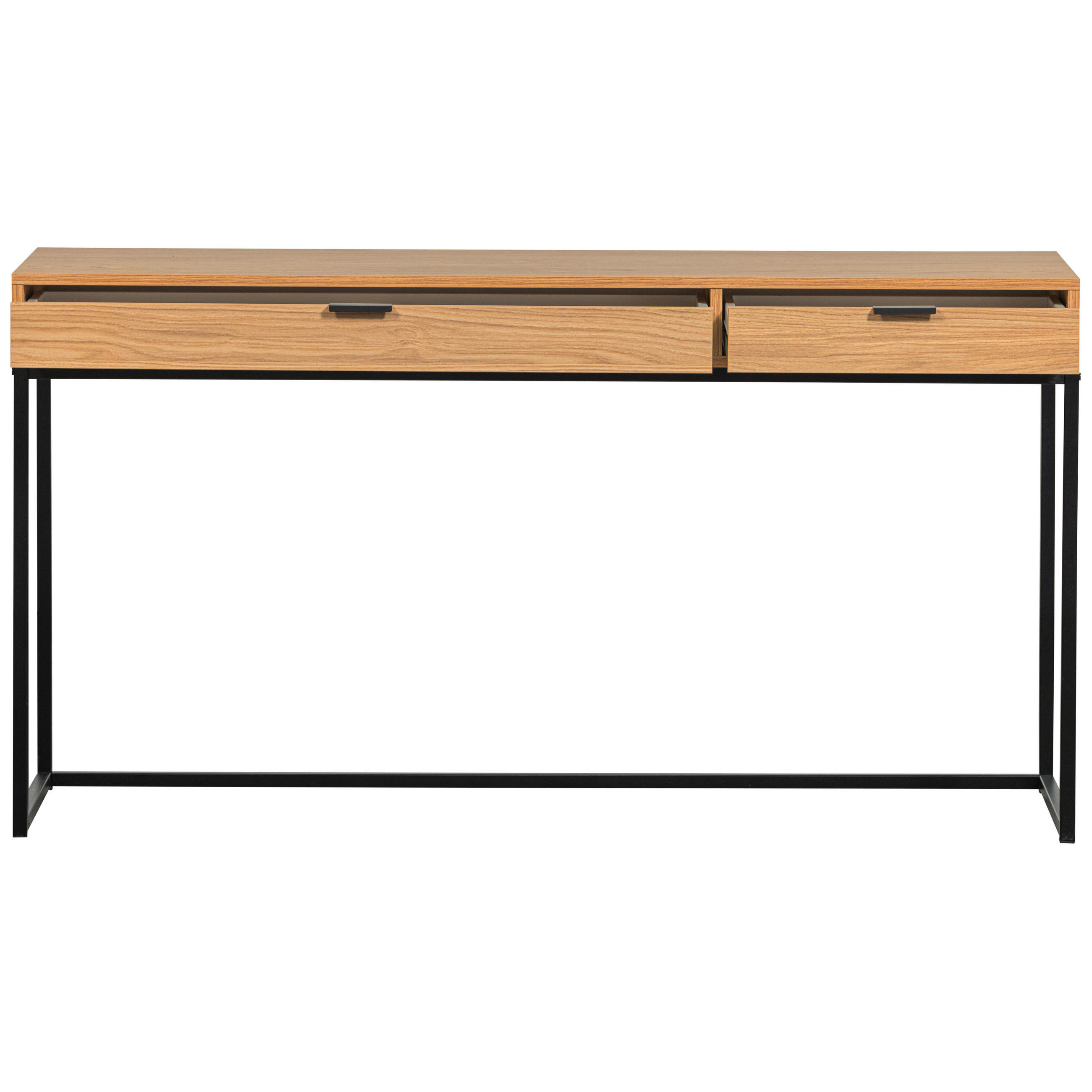 SCHREIBTISCH 140/44/75 cm  in Eichefarben  - Eichefarben/Schwarz, Design, Holz/Metall (140/44/75cm) - Livetastic